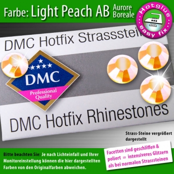 DMC Hotfix Strass-Steine SS20, Pfirsich Hell AB (Light Peach AB) – 1440 Stück