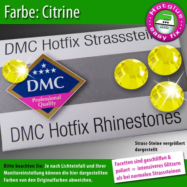 DMC Hotfix Strass-Steine SS20, Zitronengelb (Citrine) – 1440 Stück