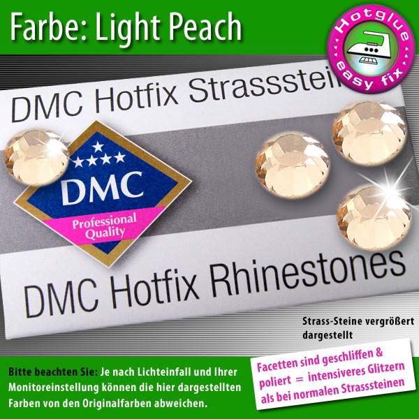 DMC Hotfix Strass-Steine SS20, Pfirsich Hell (Light Peach) – 1440 Stück