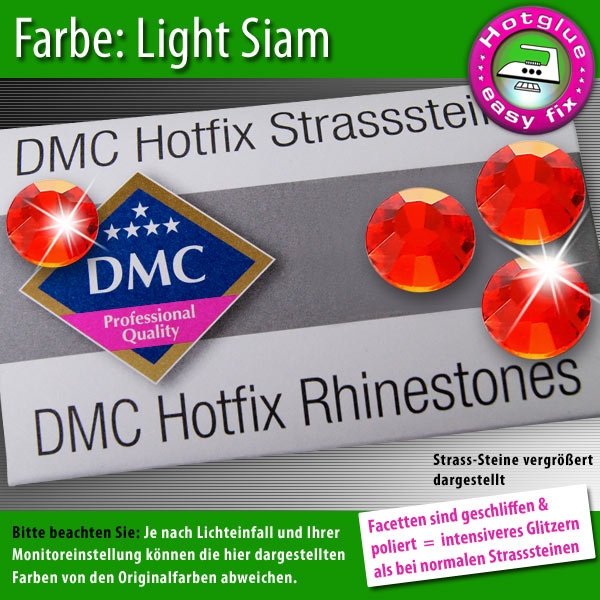 DMC Hotfix Strass-Steine SS6, Feuerrot (Light Siam) – 1440 Stück
